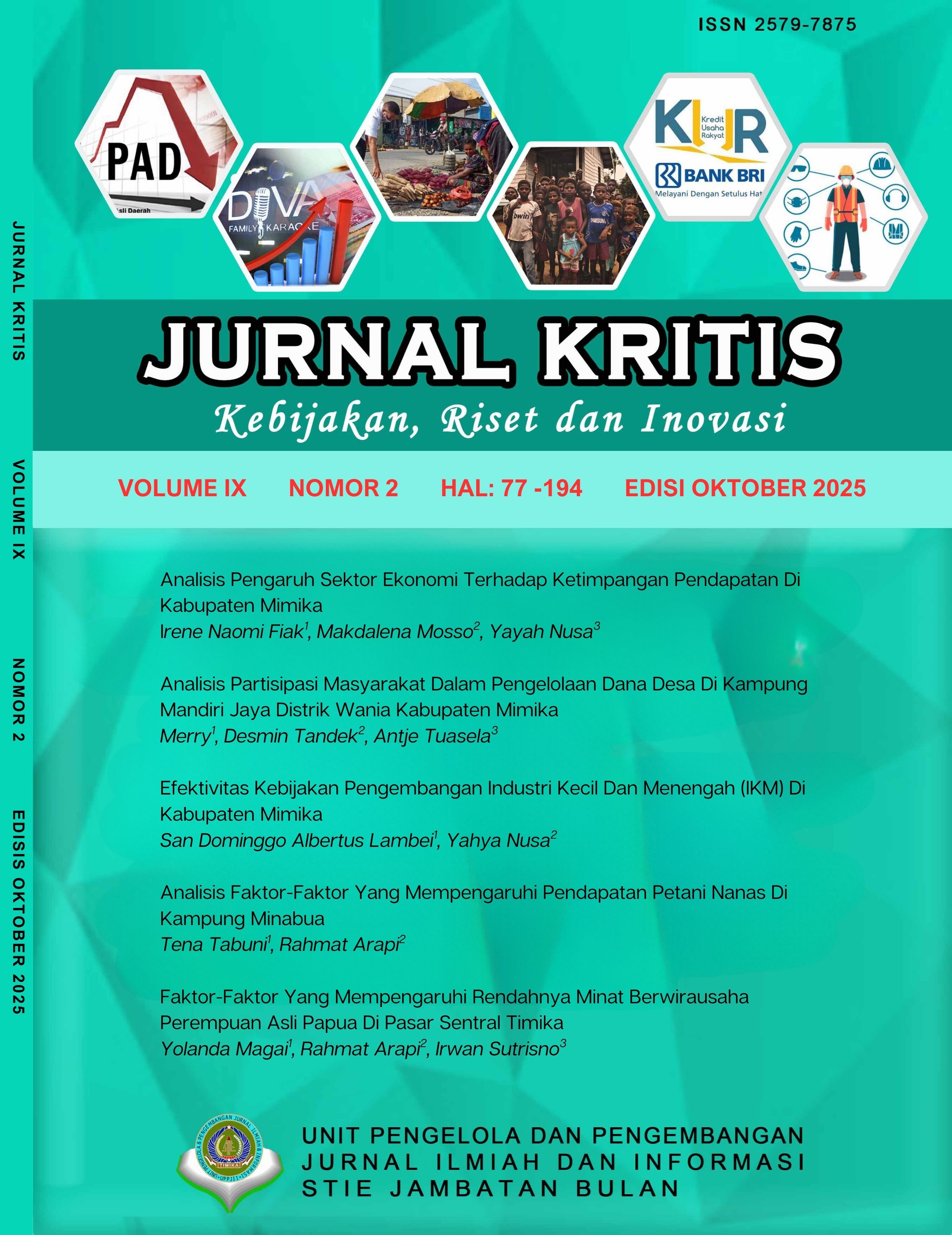 					View Vol. 9 No. 2 (2025): JURNAL KRITIS (Kebijakan, Riset, dan Inovasi)
				